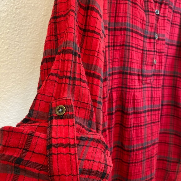 Anthro Holding Horses Red Flannel Shirt Dress - Picture 3 of 13